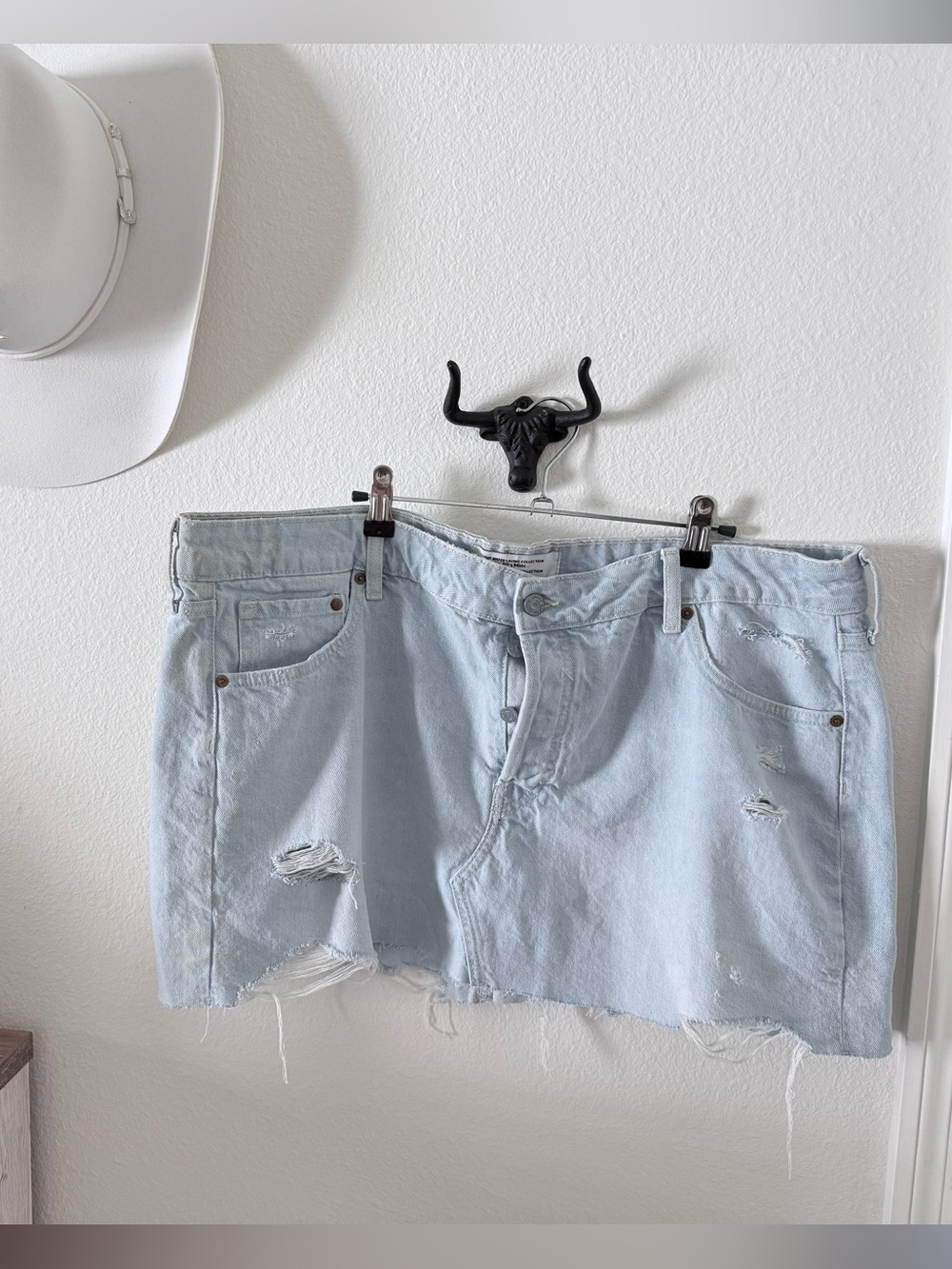H&M Light Blue Distressed Denim Shorts